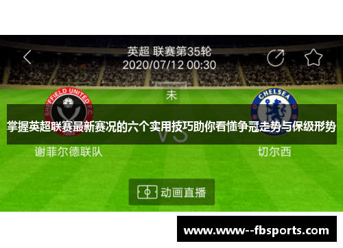 掌握英超联赛最新赛况的六个实用技巧助你看懂争冠走势与保级形势